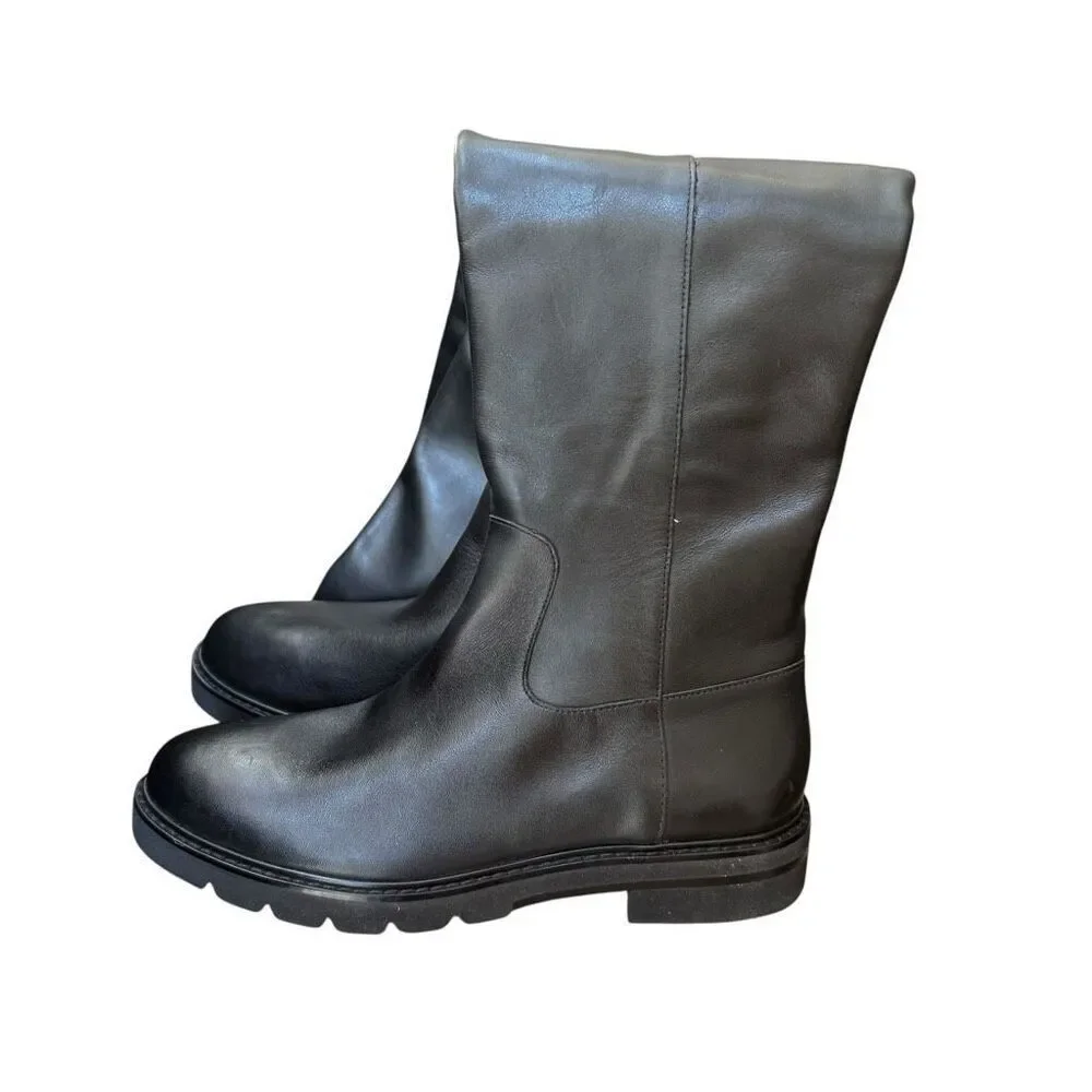 Stuart Wetzman Chicago over the knee thigh black leather boots size 7.5 NWOB